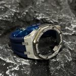 Ga2100 Diamond Ring Silver Case Navy Blue Rubber Band
