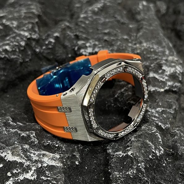 Ga2100 Diamond Ring Silver Case Orange Rubber Band