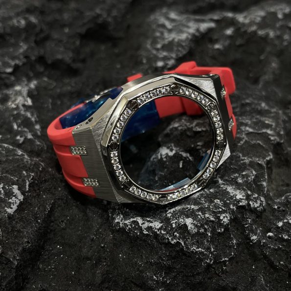 Ga2100 Diamond Ring Silver Case Red Rubber Band