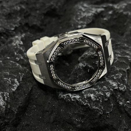 Ga2100 Diamond Ring Silver Case White Rubber Band 