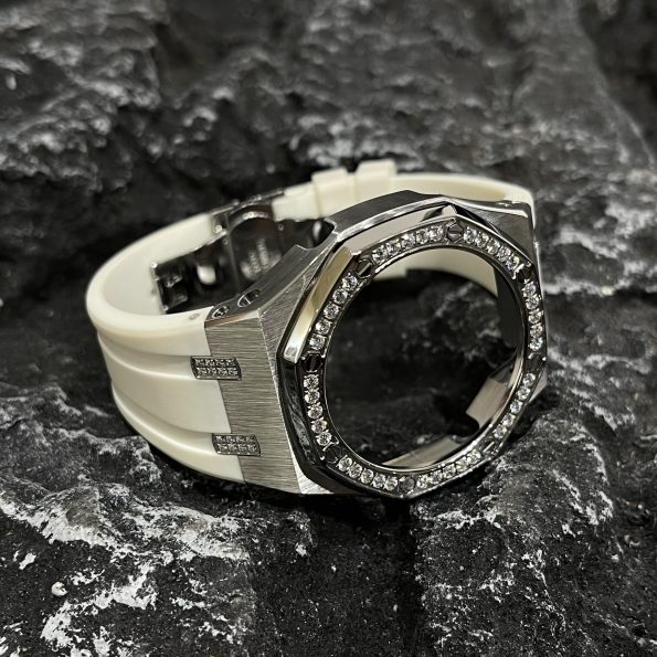 Ga2100 Diamond Ring Silver Case White Rubber Band