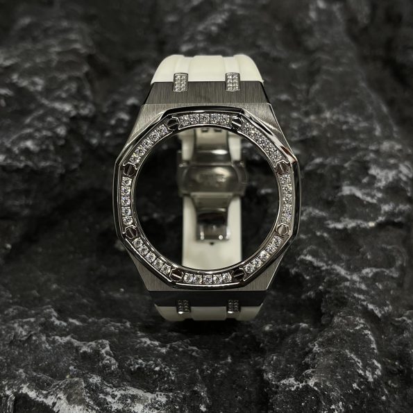 Ga2100 Diamond Ring Silver Case White Rubber Band