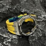 Ga2100 Diamond Ring Silver Case Yellow Rubber Band