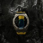 Ga2100 Diamond Ring Silver Case Yellow Rubber Band