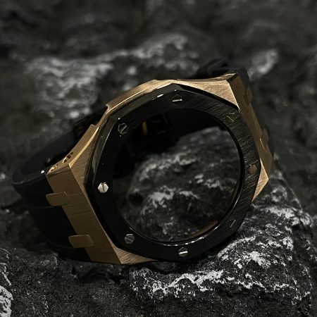 Ga2100 Gold Case Black Bezel Black Rubber Strap 