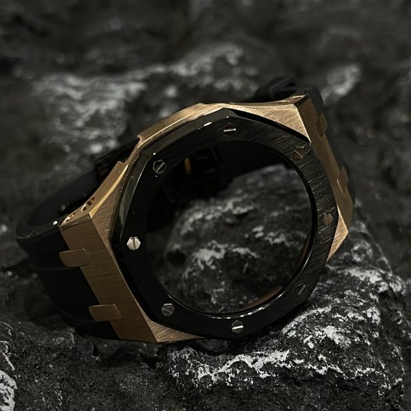 Ga2100 Gold Case Black Bezel Black Rubber Strap