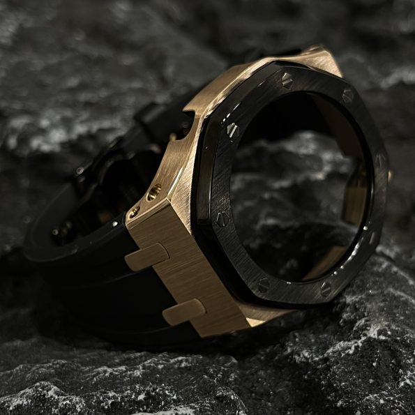 Ga2100 Gold Case Black Bezel Black Rubber Strap