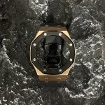 Ga2100 Gold Case Black Bezel Black Rubber Strap