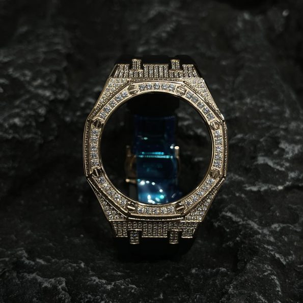 Ga2100 Gold Diamond Case Black Rubber Strap