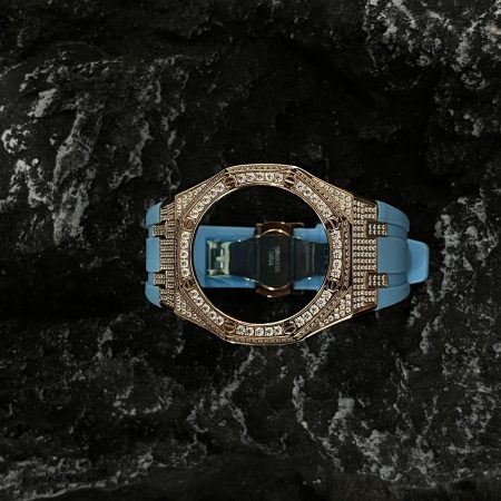 Ga2100 Gold Diamond Case Blue Rubber Strap