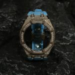 Ga2100 Gold Diamond Case Blue Rubber Strap