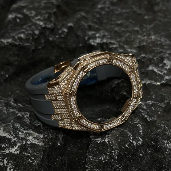 Ga2100 Gold Diamond Case Gray Rubber Strap