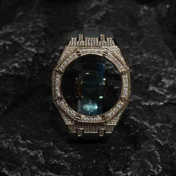Ga2100 Gold Diamond Case Gray Rubber Strap