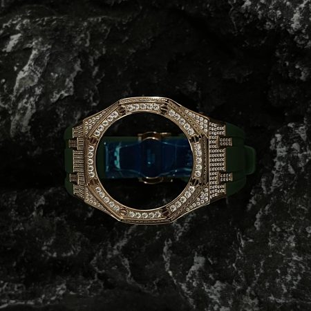 Ga2100 Gold Diamond Case Green Rubber Strap