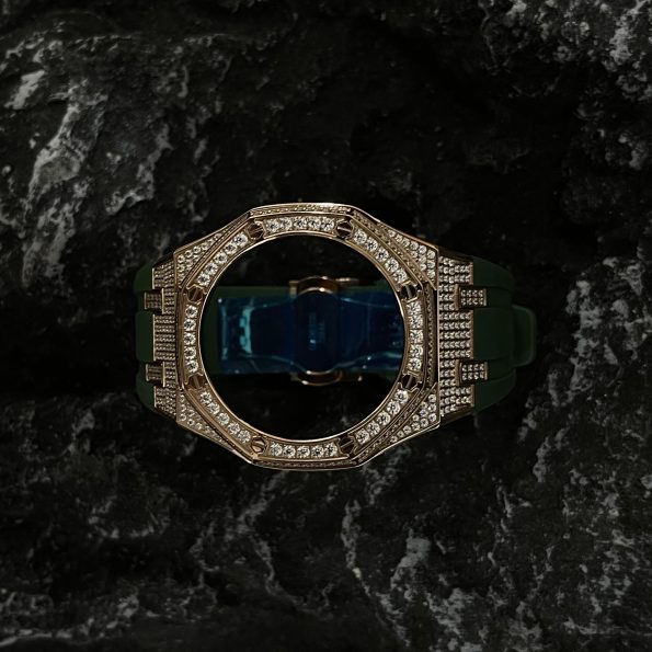 Ga2100 Gold Diamond Case Green Rubber Strap