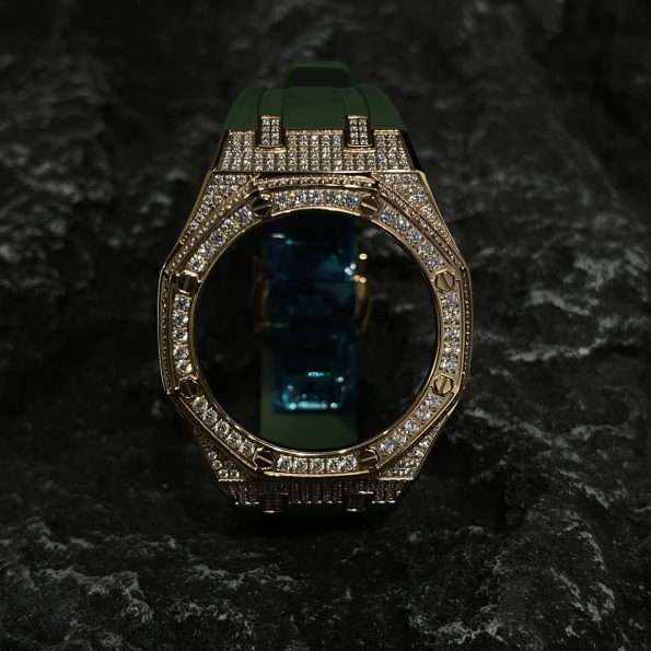 Ga2100 Gold Diamond Case Green Rubber Strap