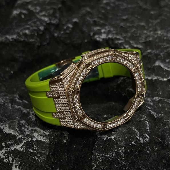 Ga2100 Gold Diamond Case Light Green Rubber Strap