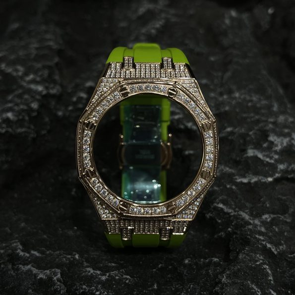 Ga2100 Gold Diamond Case Light Green Rubber Strap