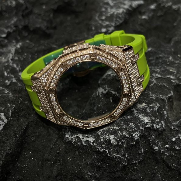 Ga2100 Gold Diamond Case Light Green Rubber Strap