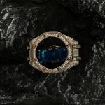 Ga2100 Gold Diamond Case Navy Blue Rubber Strap