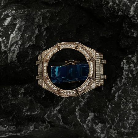 Ga2100 Gold Diamond Case Navy Blue Rubber Strap
