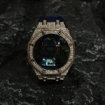 Ga2100 Gold Diamond Case Navy Blue Rubber Strap