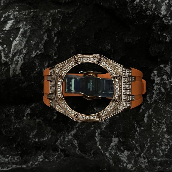 Ga2100 Gold Diamond Case Orange Rubber Strap