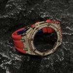 Ga2100 Gold Diamond Case Red Rubber Strap