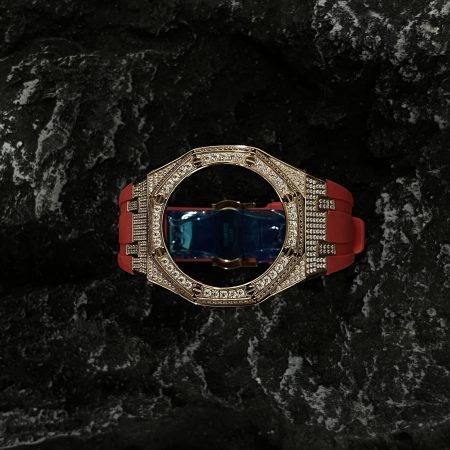 Ga2100 Gold Diamond Case Red Rubber Strap
