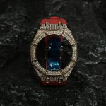 Ga2100 Gold Diamond Case Red Rubber Strap
