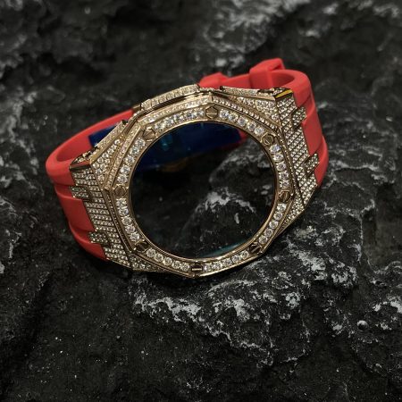 Ga2100 Gold Diamond Case Red Rubber Strap