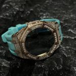 Ga2100 Gold Diamond Case Tiffany Blue Rubber Strap
