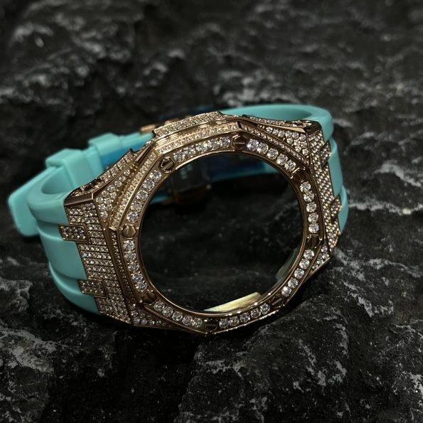 Ga2100 Gold Diamond Case Tiffany Blue Rubber Strap