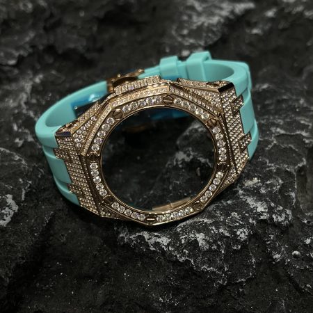 Ga2100 Gold Diamond Case Tiffany Blue Rubber Strap