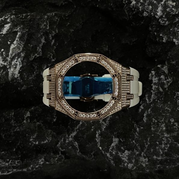 Ga2100 Gold Diamond Case White Rubber Strap