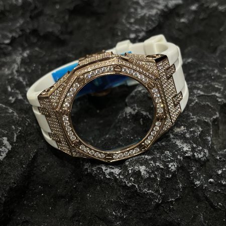 Ga2100 Gold Diamond Case White Rubber Strap