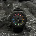 Ga2100 Mod Black Watch With Rainbow Hour Marker