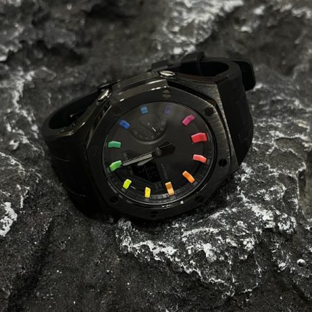 Ga2100 Mod Black Watch With Rainbow Hour Marker 
