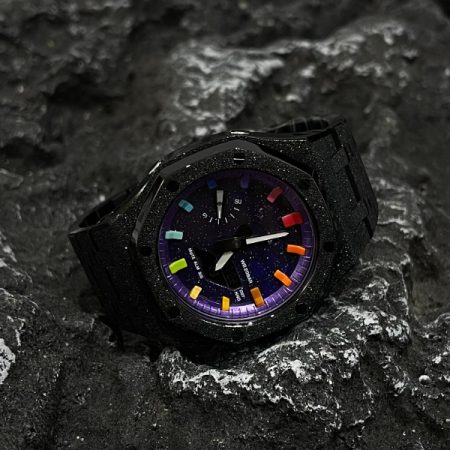 Ga2100 Mod Galaxy Dial Rainbow Hour Marker Steel Watch 