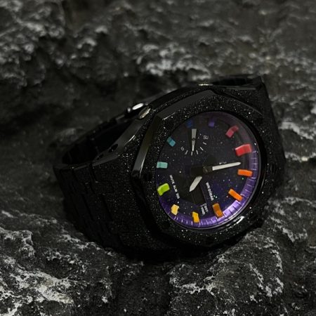 Ga2100 Mod Galaxy Dial Rainbow Hour Marker Steel Watch