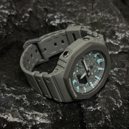 Ga2100 Mod Gray Case Tiffany Blue Hour Marker Watch