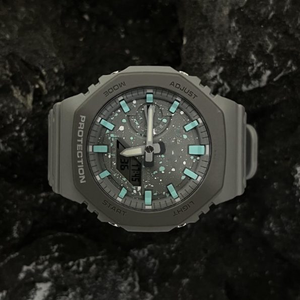 Ga2100 Mod Gray Case Tiffany Blue Hour Marker Watch
