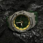 Ga2100 Mod Green Dial Yellow Bezel Silver Case Watch