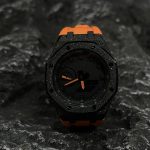 Ga2100 Mod Orange Hour Marker Black Core Rubber Strap Watch