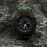 Ga2100 Mod Watch Black Core Green Rubber Strap Band