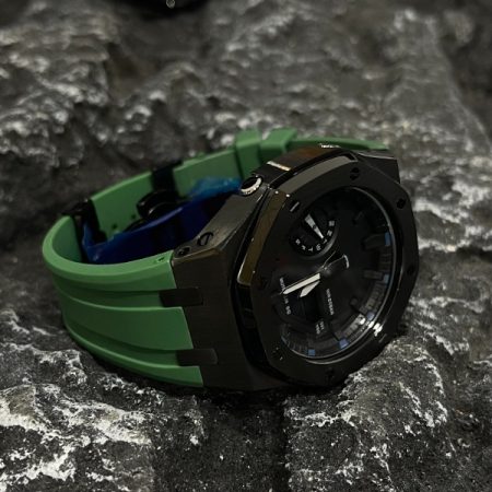 Ga2100 Mod Watch Black Core Green Rubber Strap Band