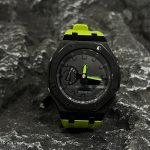 Ga2100 Mod Watch Black Core Light Green Watchhand Rubber Strap