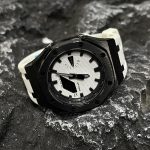 Ga2100 Mod Watch Black And White Rubber Strap Band 