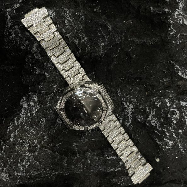 Ga2100 Mod Kit Full Silver Diamond Case Stainless Steel Strap Band