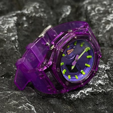 Ga2100 Purple Watch With Green Hour Marker